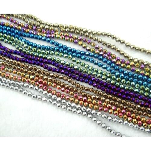 4mm Electroplate Non-Magnetic Hematite Faceted Round Beads Jewellery Craft making jewelry H9
