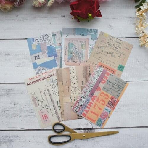 6 sheets/lot 10.5*12.8cm DIY old file pattern paper sticker wrapping creative paper craft background scrapbooking decor