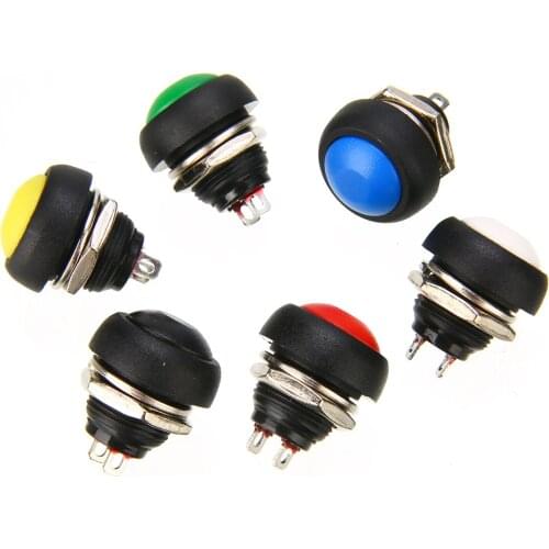 6Pcs Waterproof Momentary Push Button Switch Mini Round ON/OFF 12mm Unlocking Reset Horn Switch For Automobile