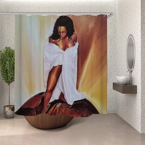 African American Women Black Afro Sexy Lady Bathroom Shower Curtain