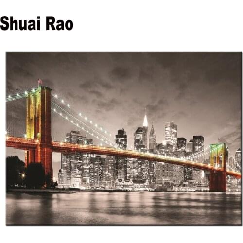 New York City Brooklyn Bridge diamond embroidery full round diy diamond painting mosaic cross stitch kit 5d diy diamant painting