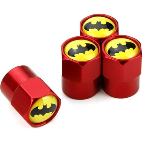 4pcs/set Bat Pattern Aluminum Hex Tire Valve Stem Caps Hexagon Car Tyre Valve Covers for US Valves Car-styling Parts Accessories