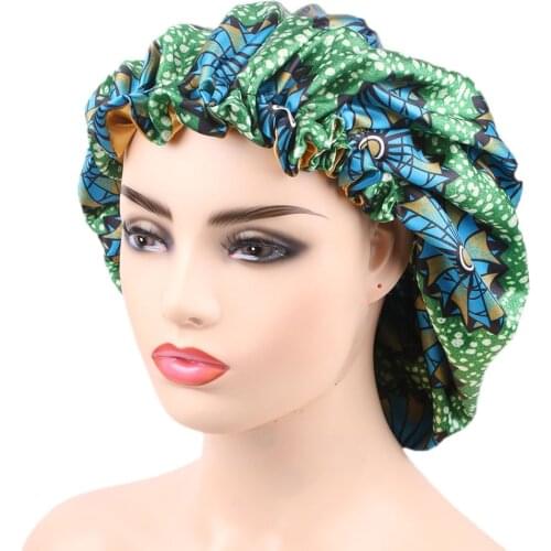 Satin Bonnet double layer adjustable size Night Cap Head Cover Bonnets for women