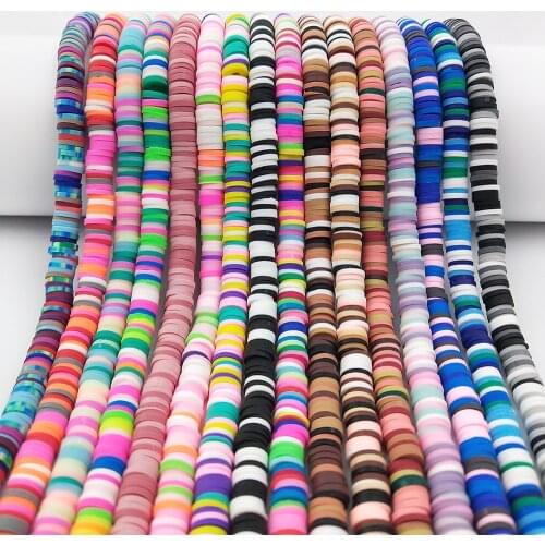 Length 40cm Diameter 6mm Flat Round Polymer Clay Beads Chip Disk Loose Spacer Handmade Beads For DIY Jewelry Making Bracelet