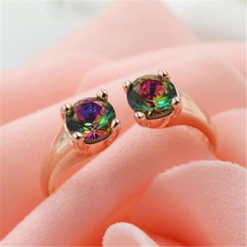 Double Adjustable Girl Geometric Ring 925 Silver colorFilled Rose Gold Promise Wedding Engagement Ring for Women Best Gifts C17