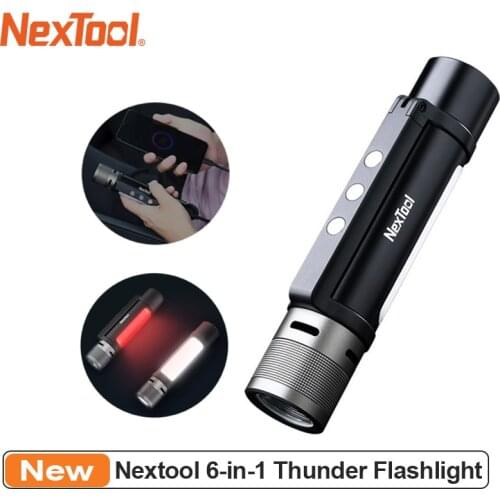 NEXTOOL 6-in-1 1000lm Dual-light Zoomable Alarm Flashlight USB-C Rechargeable Mobile Power Bank Magnetic Camping Work