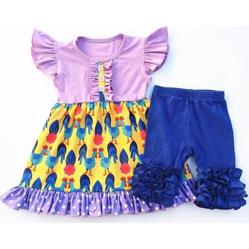 Bib top ruffle shorts sets kids boutique clothes with baby girls summer outfits girls dream catcher clothing children