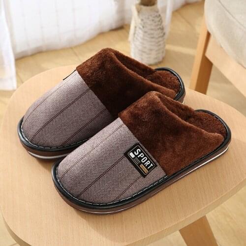 Mens Slippers Winter Slippers Non Slip Indoor Shoes for Men Leather Slippers Home Size 49 Warm House Memory Foam Slipper Male