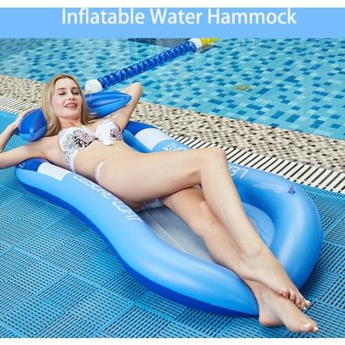 Inflatable Water Hammock Swimming Pool Beach Water Hammock Air Mattress Lounger Floatings Bed Row Foldable Sleeping Cushion Bed