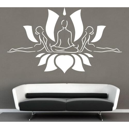 Meditation Wall Decal Yoga Studio Vinyl Wall Stickers Lotus Flower Pattern Decor Yoga Lotus Pose Art Mural Removable StickerSY97