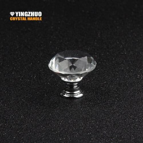 New 10PCS 30mm Diamond Shape Design Crystal Glass Knobs Cupboard Drawer Pull Kitchen Cabinet Door Wardrobe Handles Hardware
