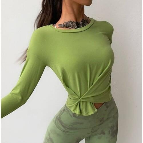 WOMENGAGA 2021 New Women High Waist Long Sleeve Sports Top Quick Dry Running Fitness T Shirt Tees Korean Tops Hot Sexy 4HTZ
