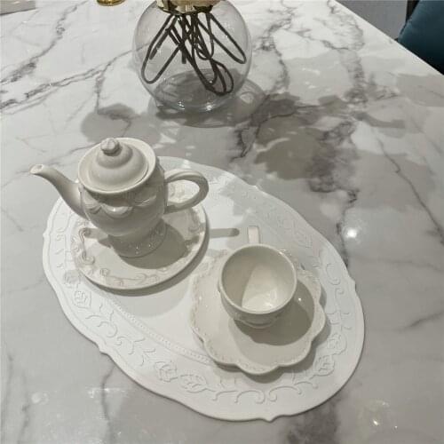 Oval Silicone Flower Placemat Tableware Oil Resistant Heat Insulation Non-Slip Tablemat Coaster Kitchen Washable Cup Pad