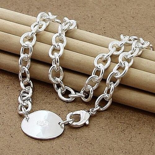 Top Quality Silver 925 Necklace Fashion Oval Round Shape Chain Necklace For Women Men Jewelry Gifts