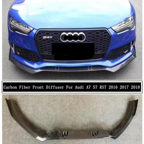 For Audi A7 S Line S7 RS7 2016 2017 2018 Carbon Fiber Front Bumper Diffuser Lip Spoiler High Quality Car Accessories