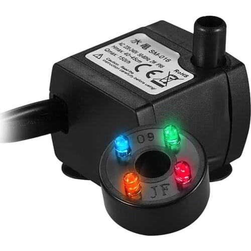 2/2.5/5/8W Submersible Water Pump with 4 LED Light Ultra Quiet for Pond Aquarium Fish Tank Tabletop Fountain Hydroponics