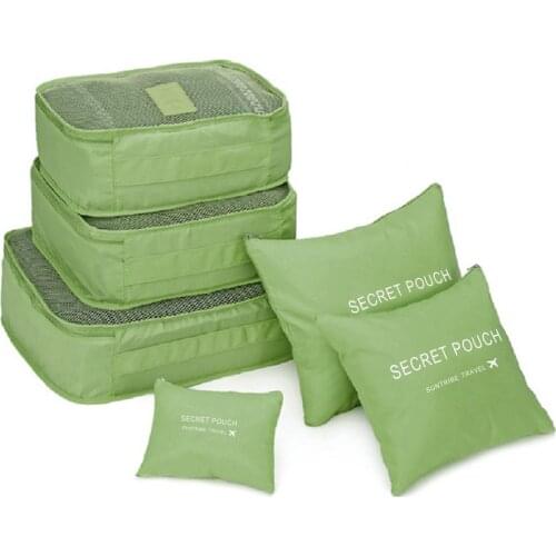 Korean Style Portable Durable Eco-Friendly 6 Pcs/Set Square Travel Home Luggage Storage Bags Clothes Organizer Pouch Case