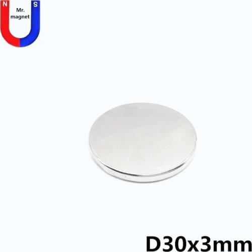 50pcs Dia 30x3 mm rare earth magnet N35 30*3 super strong small round NdFeB neodymium magnet 30*3mm strongest powerful magnet