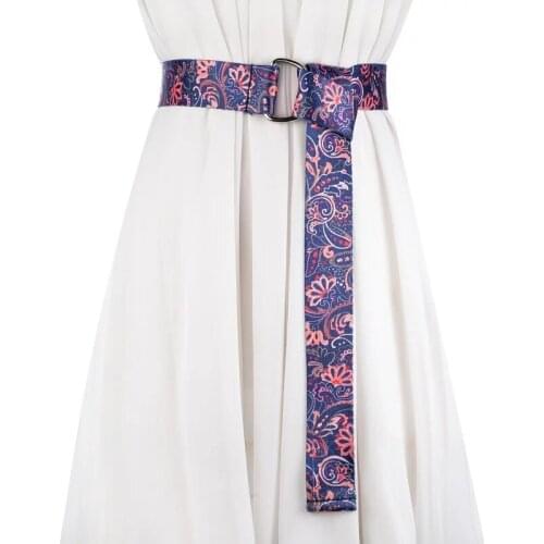 2019 Fashion Style Ethnic Belts for Women Personality Trend Print Female Canvas Belt 135 Cm Length Nylon Belts