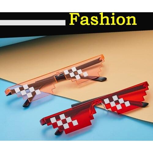 RMM brand Cool fashion unisex Punk Sunglasses square Individuality mosaic sunglasses code pixel glasses for women men