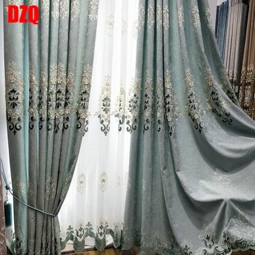 Luxury Splicing Chenille beautiful American Luxurious French Curtains for Living Room Bedroom Neo-Classical Velvet Curtains