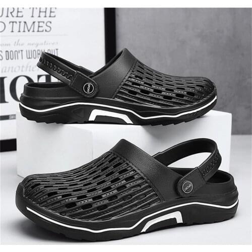 Men Hollow Out Mesh Flats Hole Sandals Lightweight Outdoor Beach Casual Breathable Shoes Summer Flip Flops Non Slip Slippers