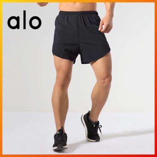 ALO Yoga Summer Shorts Mens Fashion Black Breathable Casual Shorts Comfortable Large Size Fitness Running Shorts Beach Shorts