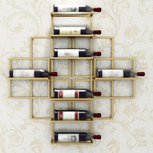 8 Bottles Modern Simple Wall-Mounted Wine Rack Creative Hanging Wine Bottle Holder Rack Hanger Storage Organizer Display Shelf