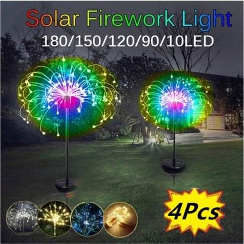 4Pcs Lawn Lamp Solar Firework Light Solar Powered Outdoor Dandelion LampFor Garden Lawn Landscape Lamp Holiday Light (1/2/4Pcs)