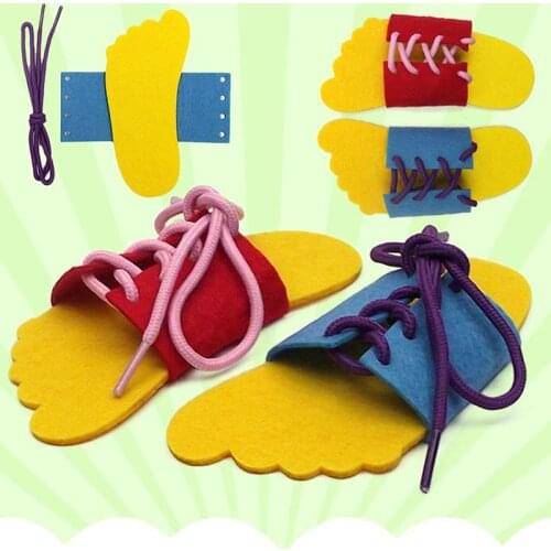 Felt Crafts Teaching Supplies DIY Handwork Props Shoelaces Practice Teach Toys Lacing For Kids up Kindergarten T6B8