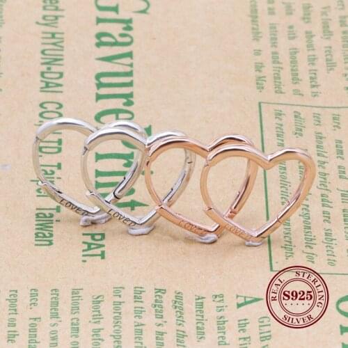 Original 925 Sterling Silver Earring Rose Gold Asymmetric Hearts Of Love Earrings For Women Wedding Gift Fashion Jewelry