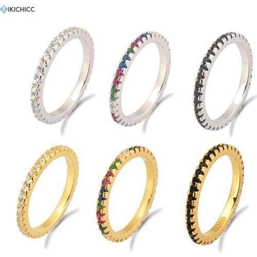 Kikichicc 925 Sterling Silver 6 Types Clear Zircon CZ Rings Rainbow Crystal Circle Round Women Luxury Ring Jewelry For Women