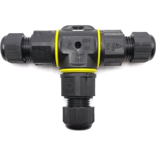 1pcs IP68 Waterproof Connector Three Core T-type 13A&250V 5-9mm Cable Waterproof Connector Outdoor Lamp Waterproof Connector