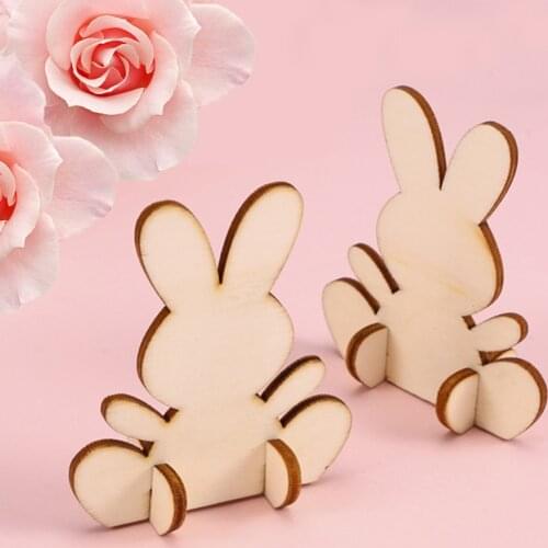 10PCs Easter Bunny Ornaments Piece Cute 3D DIY Innovative Wooden Rabbit Paper-cut Craft Bunny Easter Decoration For Home
