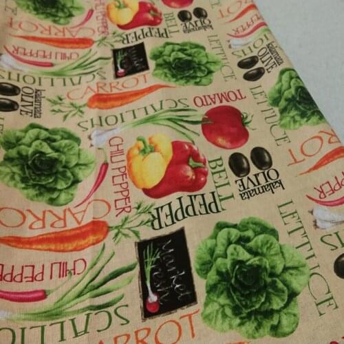 100% Plain Cotton viaPhil Vegetable Red Pepper Carrot Greens Printed Fabric Patchwork Cloth Dress Home Decor 100% Plain