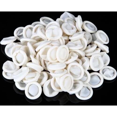 100Pcs/Set Durable Natural Latex Finger Glove Nail Practice Hand Protector Cots Disposable Makeup Eyebrow Extension Gloves Tools