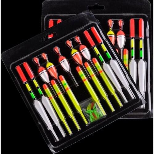 15pcs/lot Fishing Floats Set Buoy Bobber Fishing Light Stick Floats Fluctuate Mix Size Color float buoy For Fishing Accessories