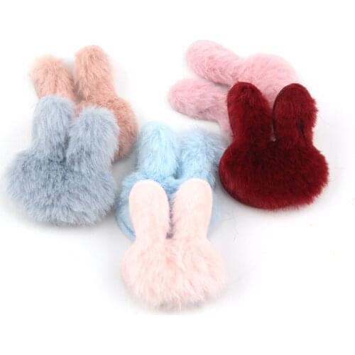 36Pcs 3.5*4cm Filler Plush furry Rabbit head shape Padded Appliques For Childrens hair Clip patches Decor Ornament Accessories