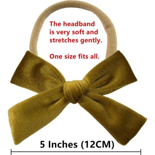 5 inch Velvet fabric bow WITH Headbands Baby Toddler Kids Girls Vintage Velvet hair bow elastic bands hairbands Headwear