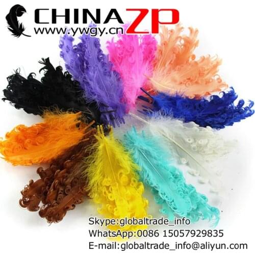 CHINAZP Factory 100pieces/lot Top Quality Dyed Multicolors Curled Goose Satinettes Loose Feathers for Children Handwear