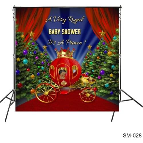 A Very Royal Boy Baby Shower Backdrop Starlit Prince Babyshower Carriage Crown Red Carpet Background Cake Table Photo Backdrop