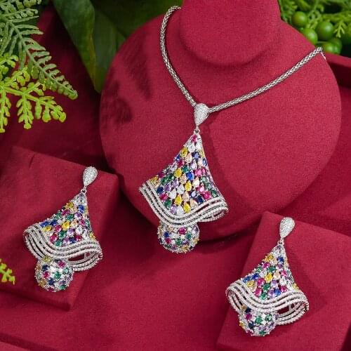 GODKI Big Fashion Luxury 2PC Necklace Earring Sets Jewelry Set For Women Wedding Party Full Zircon Dubai Bridal jewelry Set 2020