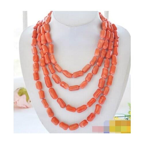 Huij 004906 Long Natural 85" 20mm pink cylinder coral necklace discount 40