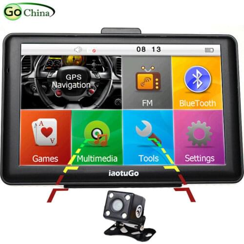 IaotuGo 7 inch 256M,8G Capacitive Car GPS Navigator+LED Night Vision Rear Camera,Bluetooth Truck GPS AVIN FM Game MP3 Video