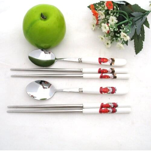 Korean tableware bone china wedding series Hearttex handle stainless steel chopsticks spoon manufacturers supply