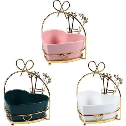 Heart-shaped Creative Ceramics Fruit Tray 650ML Salad Bowl Handicraft Kitchen Tools Iron Art Beautiful Home Friendly Storage Box