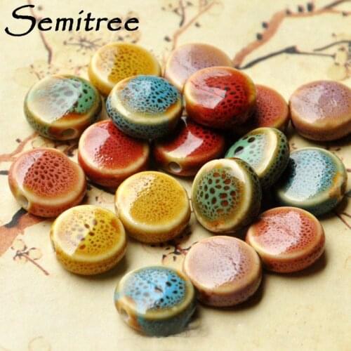 10Pcs/Lot 14mm Round Straight Hole Ceramic Beads Spacer Loose Beads for DIY Jewelry Woven Bracelet Making Handmade Supplies