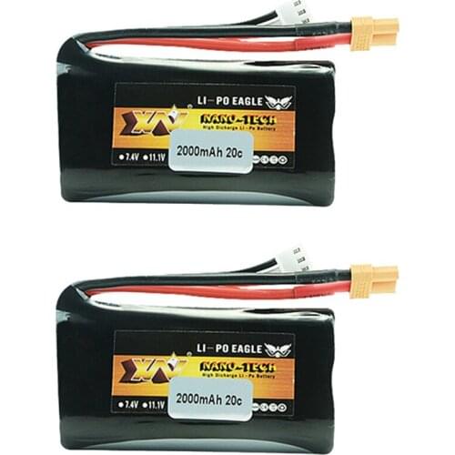 1 2 3 Pcs 7.4v 2000mah 20C 18650 Li-ion Battery XT30 Plug For Huina 580 550 583 582 RC Car spare part