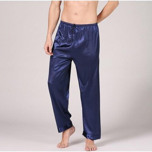 Fashion Satin Men Pajama Pants 2021 Summer New Male Korean Style Elastic Waist Plus Size 3XL Solid Color Sleepwear Bottoms