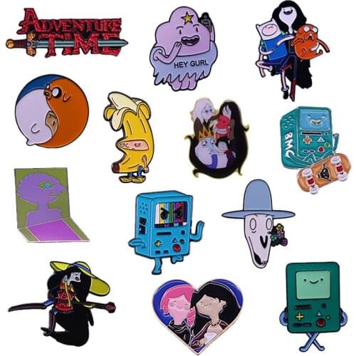 Cartoon Adventure Time pinss Set Vampire Queen Marceline Princess Bubblegum Robot Beemo Bmo Badge Lumpy Prismo Sword Brooches